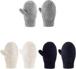 Baby Knit Mittens Toddler Boys Girls Gloves Winter Infant Newborn No Scratch Mitten 0-3 Years